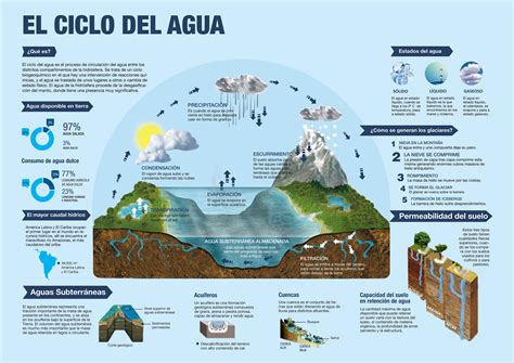 Infografía sobre el ciclo del agua y la depuración