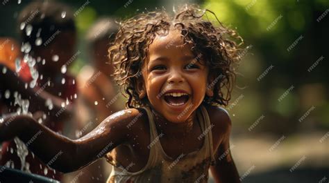 Niños bebiendo agua de un pozo